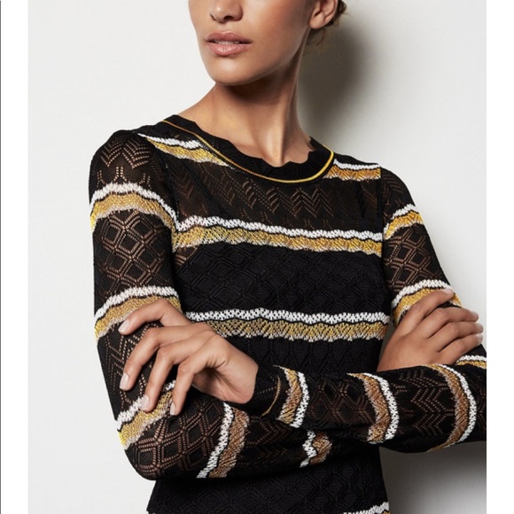 Karen Millen Pointelle Knit Stripe Dress - Picture 6 of 6